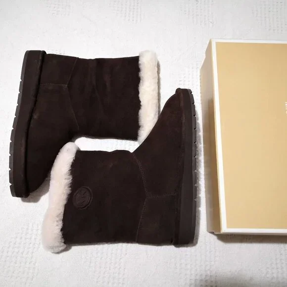 Michael Kors Signature Logo Suede Leather Boots BrownSize 7M